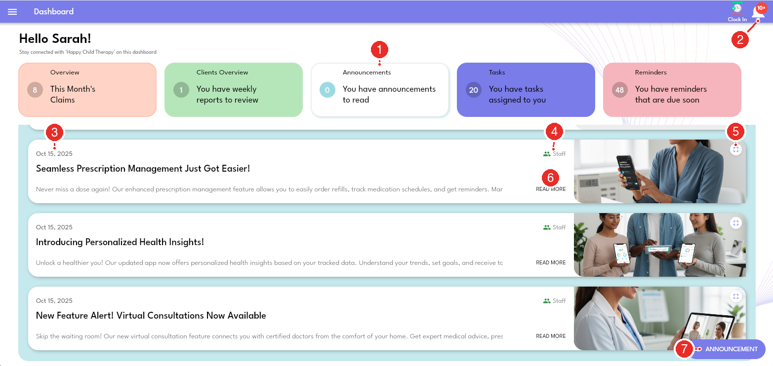 Annotated Announcements dashboard
